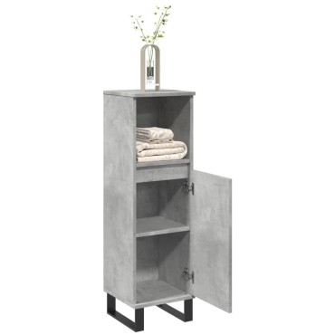 vidaXL Ντουλάπι Μπάνιου Γκρι Σκυροδέματος 30x30x100cm Επεξ. Ξύλο