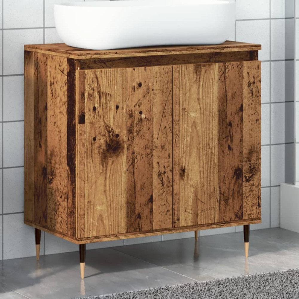 vidaXL Ντουλάπι μπάνιου Παλιό ξύλο 58x33x60cm Κατασκευασμένο ξύλο
