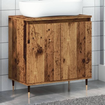 vidaXL Ντουλάπι μπάνιου Παλιό ξύλο 58x33x60cm Κατασκευασμένο ξύλο