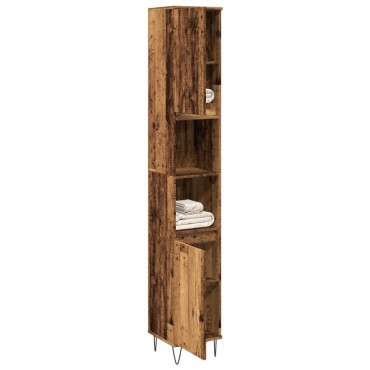vidaXL Ντουλάπι μπάνιου Παλιό ξύλο 30x30x190cm Κατασκευασμένο ξύλο