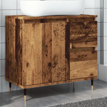 vidaXL Ντουλάπι μπάνιου Παλιό ξύλο 65x33x60cm Κατασκευασμένο ξύλο 1 τεμ.