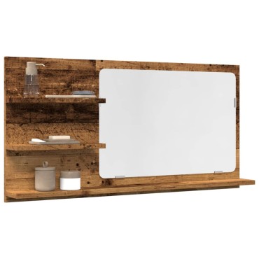 vidaXL Έπιπλο Καθρέφτη Μπάνιου Παλαιό Ξύλο 90x11x45cm Επεξ. Ξύλο 1 τεμ.