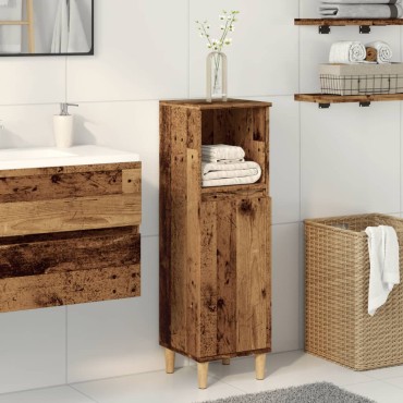 vidaXL Ντουλάπι μπάνιου Παλιό ξύλο 30x30x100cm Κατασκευασμένο ξύλο
