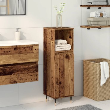 vidaXL Ντουλάπι μπάνιου Παλιό ξύλο 30x30x100cm Κατασκευασμένο ξύλο