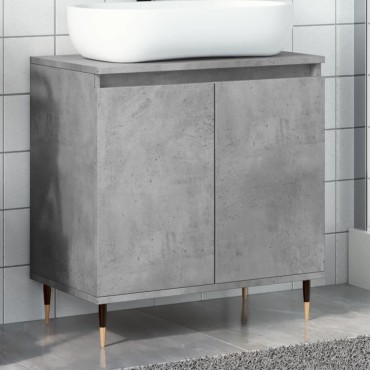 vidaXL Ντουλάπι Μπάνιου Γκρι Σκυροδεμ. 58x33x60cm Επεξεργ. Ξύλο