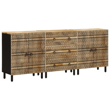 vidaXL Μπουφέδες 3 τεμ. από μασίφ ξύλο Μάνγκο 180x33x75cm