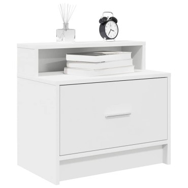 vidaXL Κομοδίνο με συρτάρι Λευκό 51x31x47cm 1 τεμ.