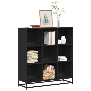 vidaXL Βιβλιοθήκη Μαύρη 97,5x33x107,5cm Επεξεργασμένο Ξύλο & Μέταλλο 1 τεμ.