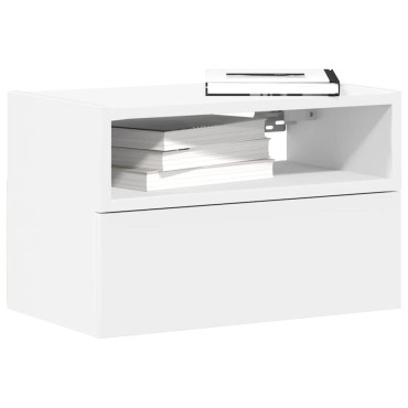 vidaXL Κομοδίνο Επιτοίχιο Λευκά 45x26x28,5cm 1 τεμ.
