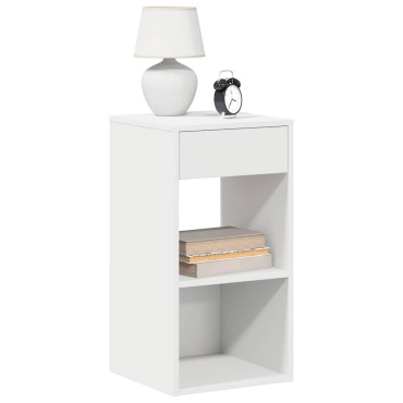 vidaXL Κομοδίνο με συρτάρι Λευκό 35x34x66,5cm 1 τεμ.