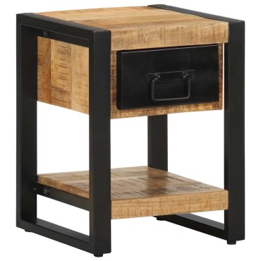 vidaXL Κομοδίνο 35x34x45cm Στερεό ακατέργαστο ξύλο Μάνγκο 1 τεμ.
