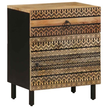 vidaXL Κρεβατοκάμαρα Μαύρο 50x33x60cm Στερεό ακατέργαστο ξύλο Mango 1 τεμ.