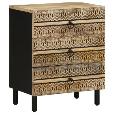 vidaXL Κρεβατοκάμαρα Μαύρο 50x33x62cm Στερεό ακατέργαστο ξύλο Mango 1 τεμ.