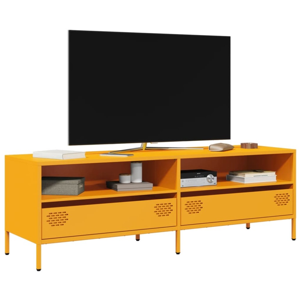 vidaXL Έπιπλο Τηλεόρασης Μουσταρδί 135x39x43,5cm Ατσάλι Ψυχρής Έλασης