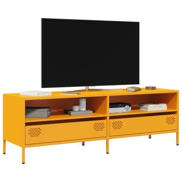 vidaXL Έπιπλο Τηλεόρασης Μουσταρδί 135x39x43,5cm Ατσάλι Ψυχρής Έλασης
