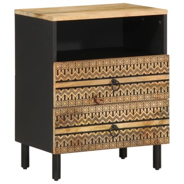 vidaXL Κρεβατοκάμαρα Μαύρο 50x33x62cm Στερεό ακατέργαστο ξύλο Mango 1 τεμ.