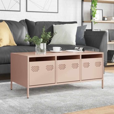 vidaXL Τραπεζάκι Σαλονιού Ροζ 101,5x50x43,5cm από Χάλυβα Ψυχρής Έλασης 1 τεμ.