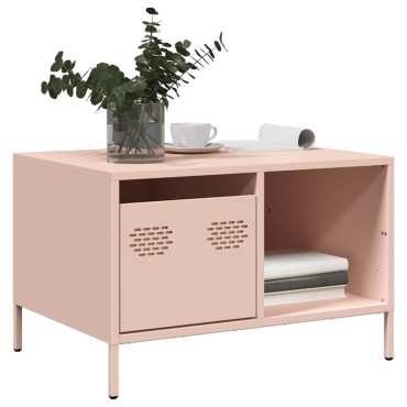 vidaXL Τραπεζάκι Σαλονιού Ροζ 68,5x50x43,5cm από Χάλυβα Ψυχρής Έλασης 1 τεμ.