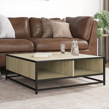 vidaXL Τραπεζάκι Σαλονιού Sonoma Δρυς 80x80x30cm Επεξ. Ξύλο + Μέταλλο 1 τεμ.