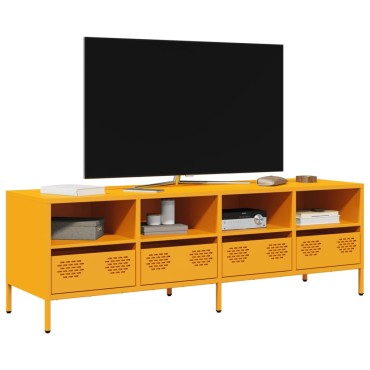 vidaXL Έπιπλο Τηλεόρασης Μουσταρδί 135x39x43,5cm Ατσάλι Ψυχρής Έλασης