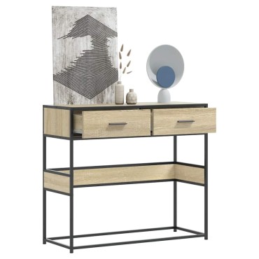 vidaXL Τραπέζι Κονσόλα Sonoma Δρυς 90x35x80cm Επεξεργασμένο Ξύλο 1 τεμ.