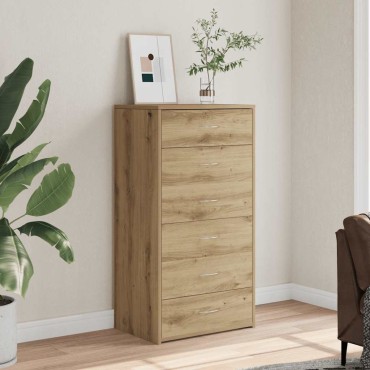 vidaXL Συρταριέρα με 6 Συρτάρια Τεχνίτης Δρυς 50x34x96cm Μοριοσανίδα 1 τεμ.