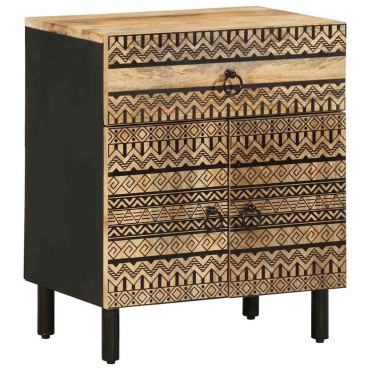 vidaXL Κρεβατοκάμαρα Μαύρο 50x33x60cm Στερεό ακατέργαστο ξύλο Mango 1 τεμ.