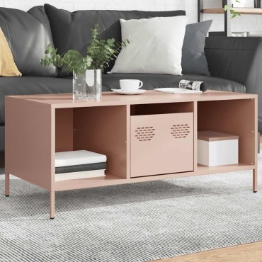 vidaXL Τραπεζάκι Σαλονιού Ροζ 101,5x50x43,5cm από Χάλυβα Ψυχρής Έλασης 1 τεμ.