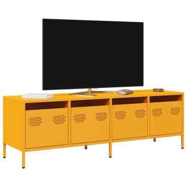 vidaXL Έπιπλο Τηλεόρασης Μουσταρδί 135x39x43,5cm Ατσάλι Ψυχρής Έλασης