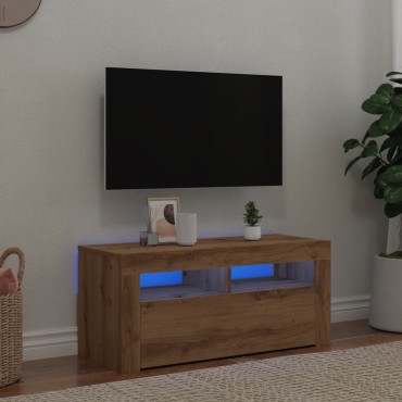 vidaXL Έπιπλο Τηλεόρασης με LED Αρτισιανή Δρυς 90x35x40cm Επεξ.Ξύλο