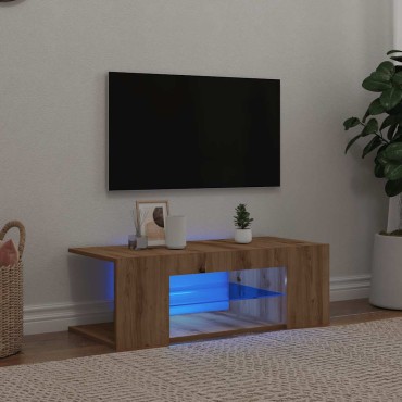 vidaXL Έπιπλο Τηλεόρασης με LED Αρτισιανή Δρυς 90x39x30cm Επεξ.Ξύλο