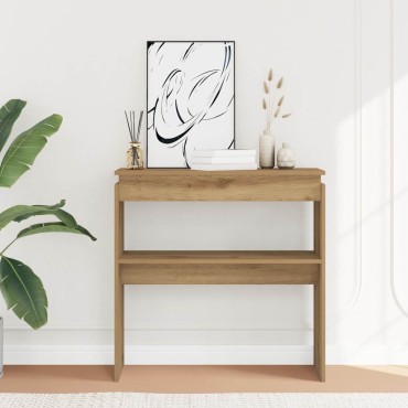 vidaXL Τραπέζι Κονσόλα Αρτισιανή Δρυς 80x30x80cm Επεξεργασμένο Ξύλο 1 τεμ.