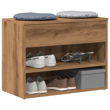 vidaXL Πάγκος Παπουτσιών τεχνίτης Δρυς 60x30x45cm Επεξεργασμένο Ξύλο