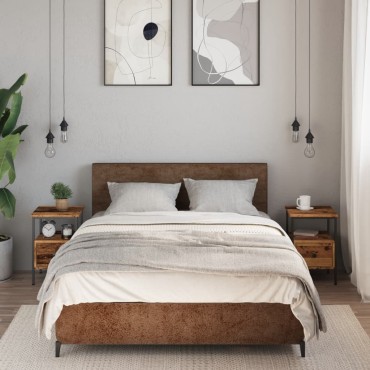 vidaXL Κομοδίνα 2 τεμ. Όψη Παλαιού Ξύλου 34x36x50cm από Επεξ. Ξύλο