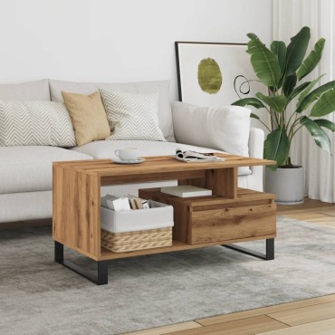 vidaXL Τραπεζάκι Σαλονιού τεχνίτης Δρυς 90x49x45cm Επεξεργασμ. Ξύλο 1 τεμ.