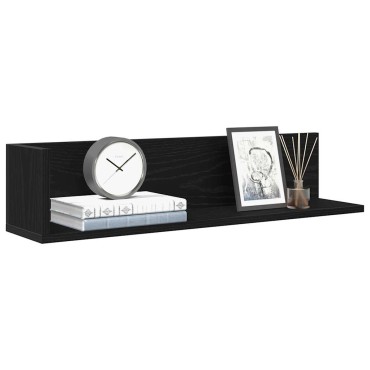 vidaXL Ραφιέρες Τοίχου 2 τεμ. Μαύρες 75x16,5x16,5cm από Μοριοσανίδα