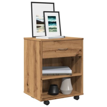 vidaXL Ντουλάπι Τροχήλατο Αρτισιανή Δρυς 46x36x59cm Επεξεργ. Ξύλο 1 τεμ.