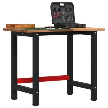 vidaXL Πάγκος Εργασίας Ανοιχτό Καφέ 100x60x81,5 cm Μασίφ Ξύλο Δρυς