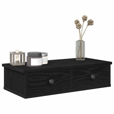 vidaXL Ράφι τοίχου με συρτάρια Μαύρο 60x28x15cm Κατασκευασμένο ξύλο 1 τεμ.