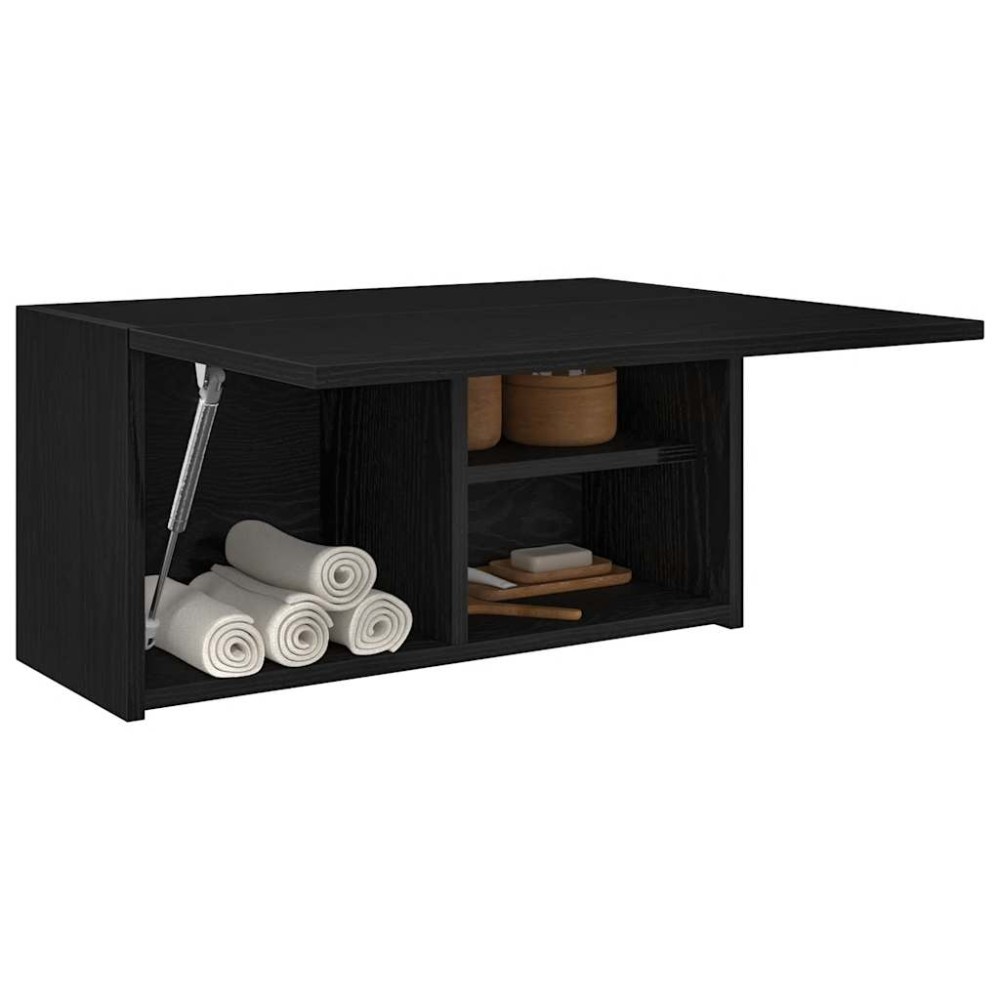 vidaXL ντουλάπι τοίχου μπάνιου μαύρο 60x25x30cm κατασκευασμένο ξύλο