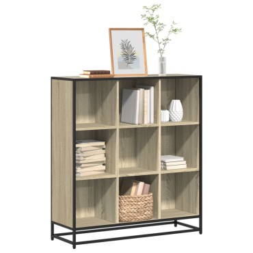 vidaXL Βιβλιοθήκη Sonoma Δρυς 97,5x33x107,5cm Επεξεργ. Ξύλο & Μέταλλο 1 τεμ.