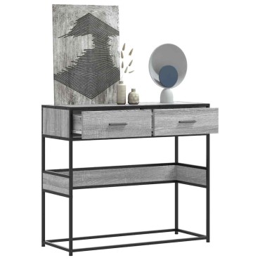 vidaXL Τραπέζι κονσόλας Γκρίζο Σονόμα 90x35x80cm Ξύλινη κατασκευή 1 τεμ.