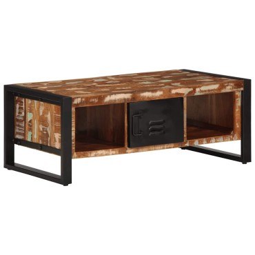 vidaXL Τραπεζάκι σαλονιού πολύχρωμο 90x50x36cm Ξύλο μασίφ αναγεννημένο 1 τεμ.