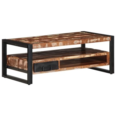vidaXL Τραπεζάκι σαλονιού πολύχρωμο 90x50x36cm Ξύλο μασίφ αναγεννημένο 1 τεμ.
