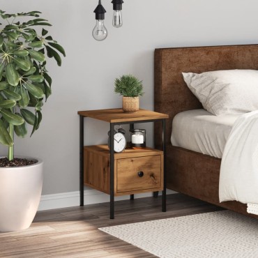 vidaXL Κομοδίνο Αρτισιανή Δρυς 34x36x50cm από Επεξεργασμένο Ξύλο 1 τεμ.