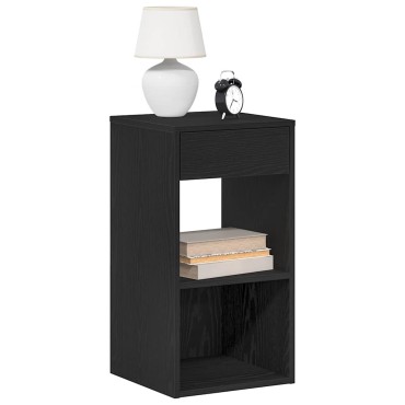 vidaXL Κομοδίνο με συρτάρι Μαύρη βελανιδιά 35x34x66,5cm 1 τεμ.