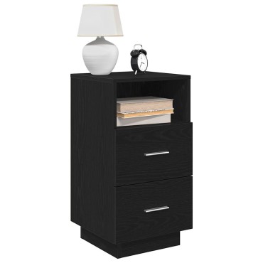 vidaXL Κομοδίνο με 2 συρτάρια mαύρο 36x36x68cm 1 τεμ.