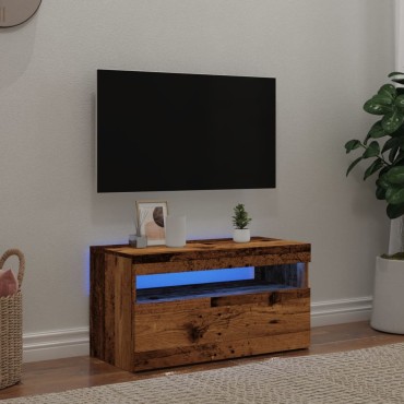 vidaXL Έπιπλο Τηλεόρασης LED Όψη Παλαιού Ξύλου 75x35x40cm Επεξ. Ξύλο