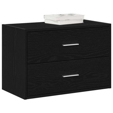 vidaXL Ντουλάπι με 2 συρτάρια Μαύρη δρυς 60x31x40cm Ξύλινη κατασκευή 1 τεμ.
