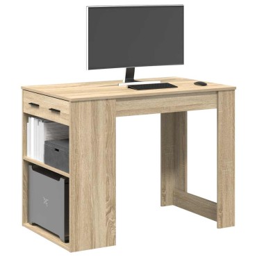 vidaXL Γραφείο με συρτάρι και ράφι Δρυς sonoma 102x62x77,5cm
